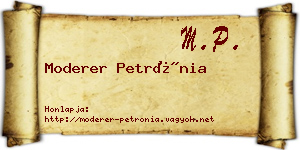 Moderer Petrónia névjegykártya